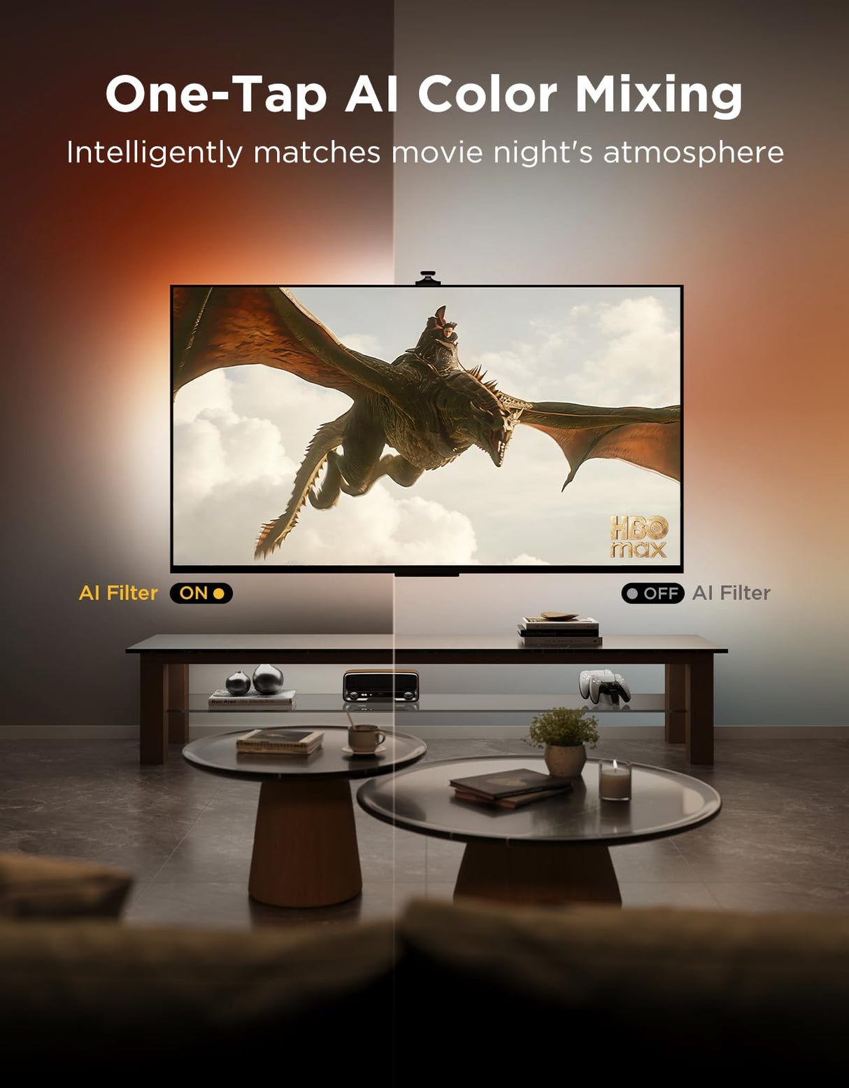 Govee TV Backlight 3 Pro with HDR Triple Camera, 16.4ft 5-in-1 RGBWWIC LED Strip Lights That Change with 75-85 Inch TVs, 75LEDs/m, Supports AI Filter, Smart App and Voice Control, DreamView Sync