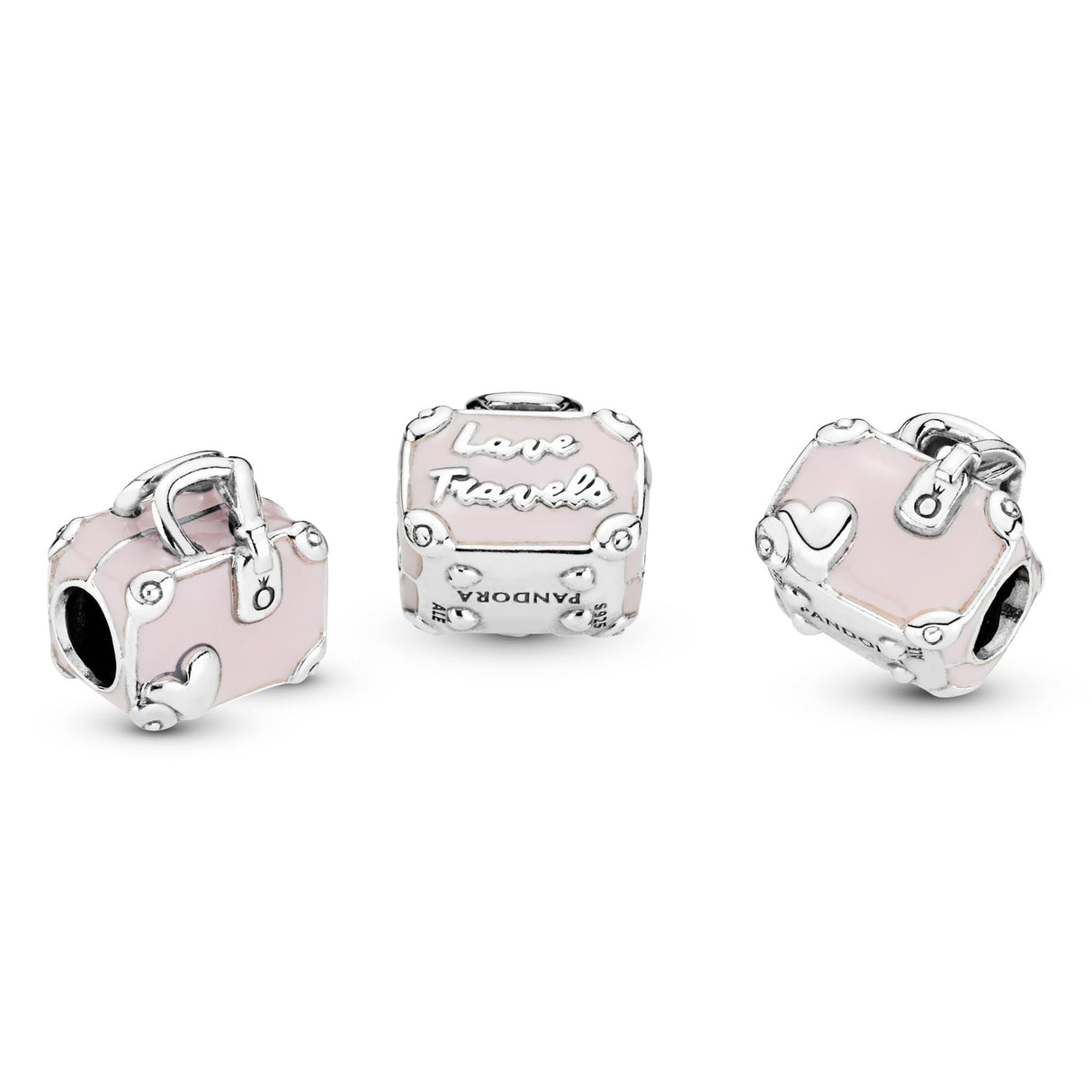 PANDORA Pink Travel Bag Charm - Compatible with PANDORA Moments - Jewelry for Women - Made with Sterling Silver & Enamel - Gift with Gift Box