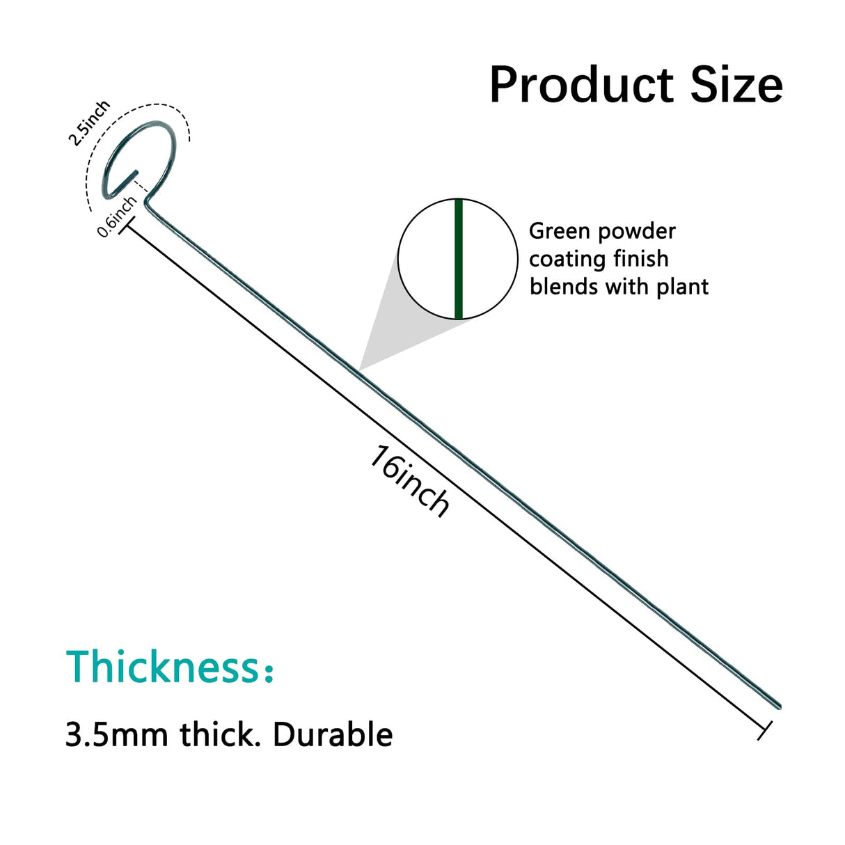 Thealyn 20 Pack 16 Inch Plant Support Stakes, Metal Single stemmed Flower Support Hoops,Garden Plant Stakes Plant Prop for Amaryllis Orchid Lily Rose Peony Tomatoes Gladiolus
