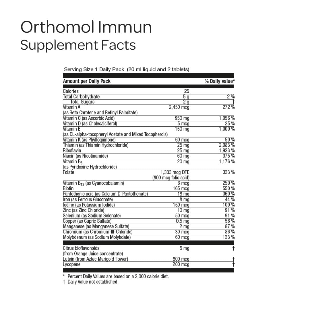 Orthomol Immun Vial, Immune Support Supplement,Capsule 30-Day Supply, Vitamins A, B, C, D, E, Zinc, Iodine
