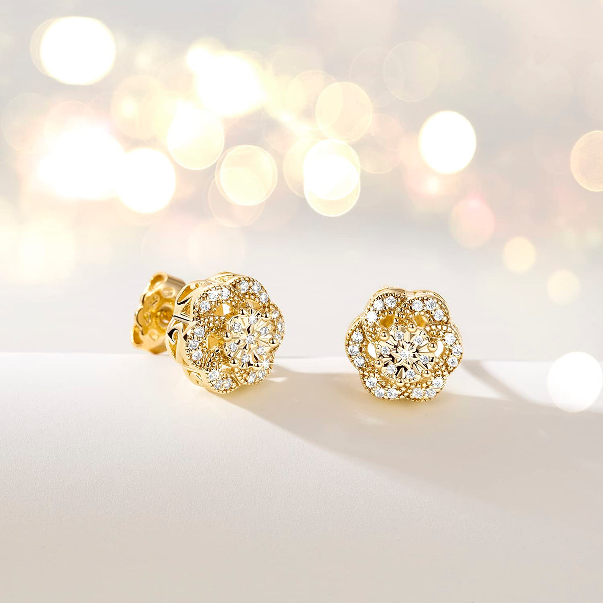 ELEBEST 14k Gold Stud Earrings for women Trend10mm