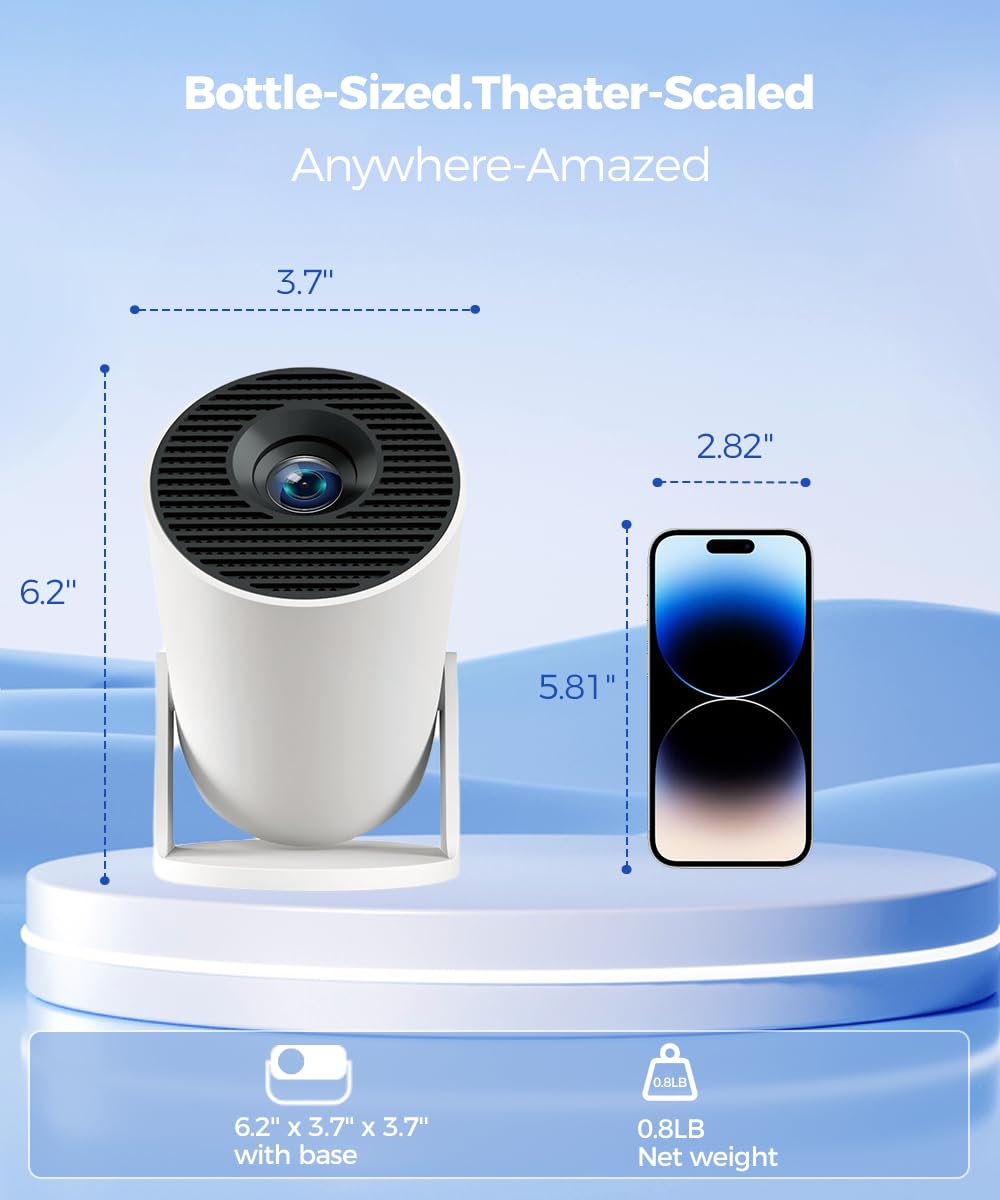 Magcubic Mini Projector with WiFi and Bluetooth, 4K Support Smart Portable Projector, Small Proyector with 200ANSl & AutoKeystone, 180° Rotation HY300Pro Video Proyector for Bedroom, Movie, Outdoor