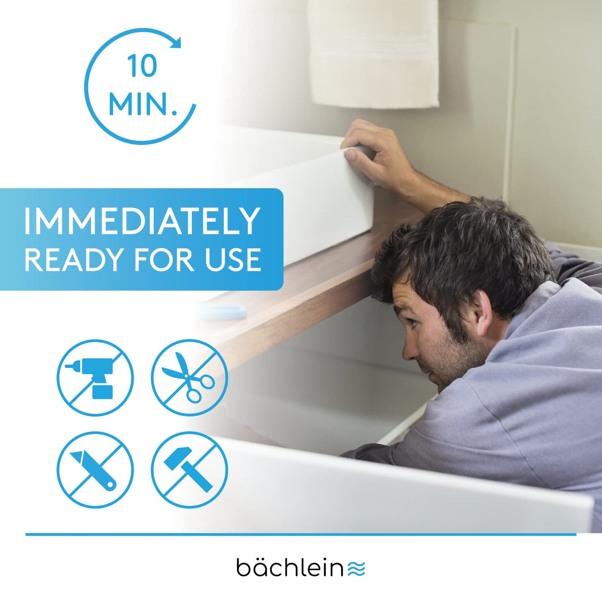 Bächlein G 1 1/4 Inch Space-Saving Siphon for The Bathroom - 32 mm Flat Washbasin Siphon - Odour Trap Bathroom - Made in Germany