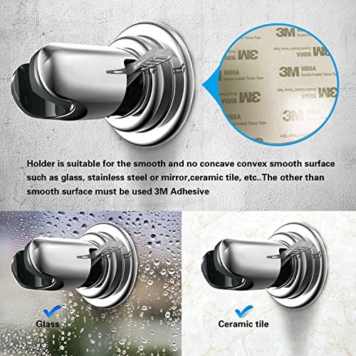 BOPai Vacuum Suction Cup Shower Head Holder, Adjustable 20 Degrees from The Wall - Chrome