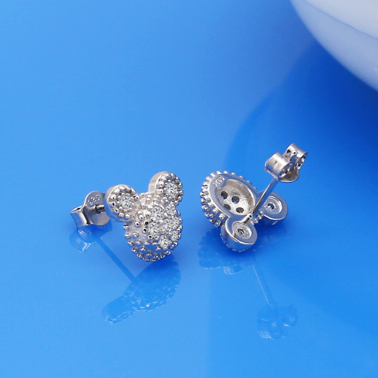 Fashion Women 925 Sterling Silver Stud Earrings Cute AAAA CZ Cubic Zirconia Little Bear Animals Stud Earrings Charming Female Fine Jewelry Gifts