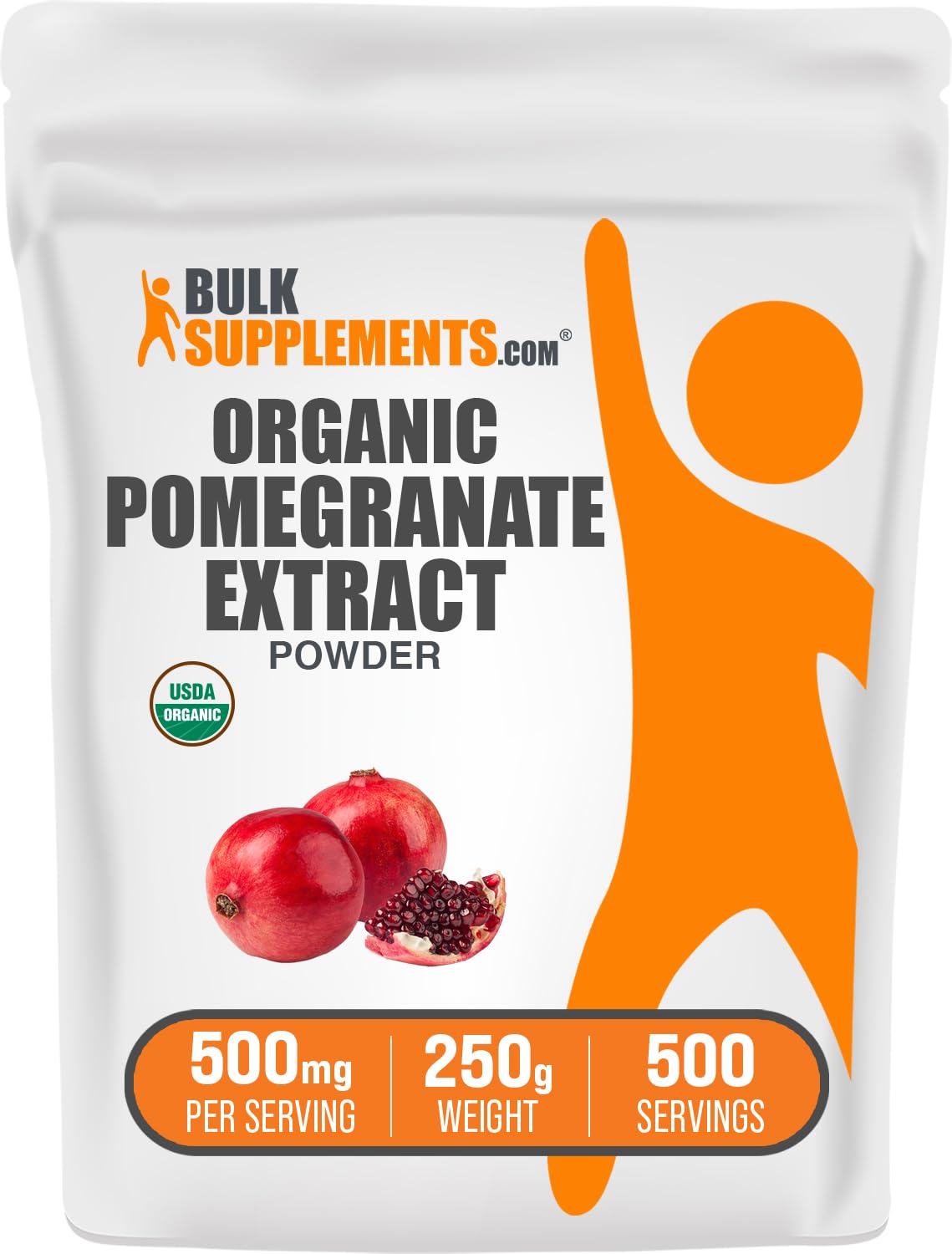 BulkSupplements.com Organic Pomegranate Extract Powder - Pomegranate Powder - Antioxidant Source, Gluten Free, 500mg per Serving, 250g (8.8 oz) (Pack of 1)