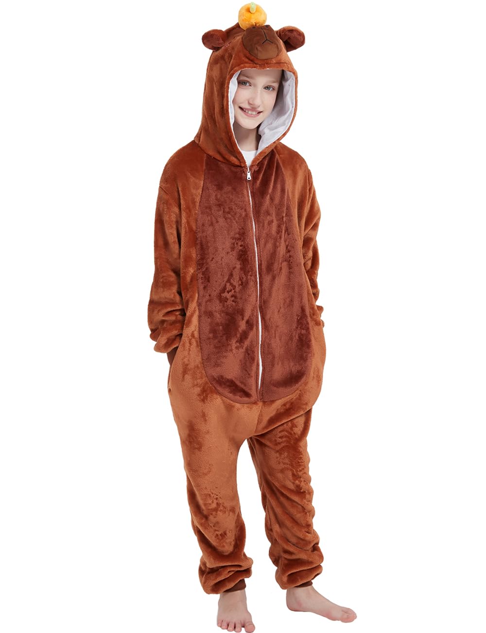 ABENCA Capybara Onesie Kids Costume Animal Girls One Piece Pajamas Cosplay Halloween Christmas.130