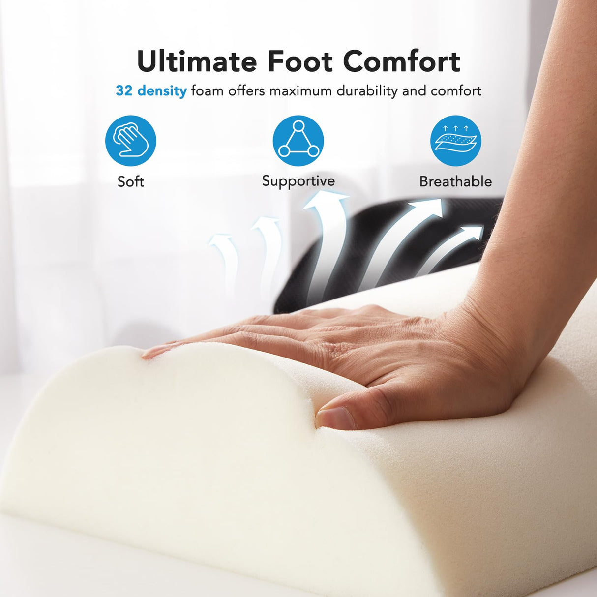 HUANUO Foot Rest for Under Desk at Work, with 2 Optional Covers for Replacing, Double Layer Adjustable Foot Rest for Office, Home, Airplane, Travel