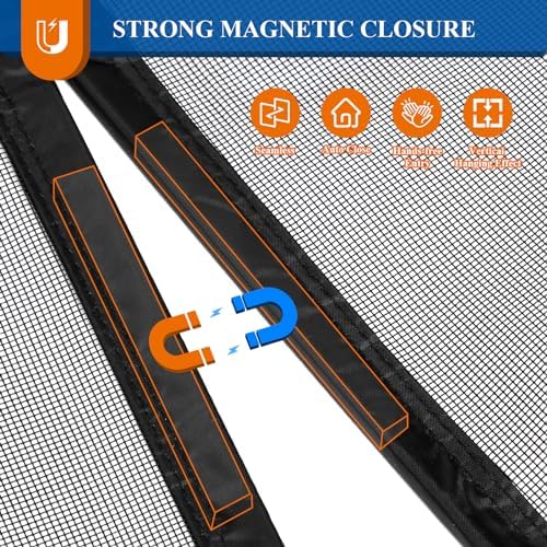 MAGZO Magnetic Screen Door 36'' x 82'', 2025 Model, Reversible Left Right Side Opening, Upgraded Polyester Scratch-Proof, Pet Friendly, Self-Sealing, Heavy Duty, Keep Annoying Creatures Out, Grey