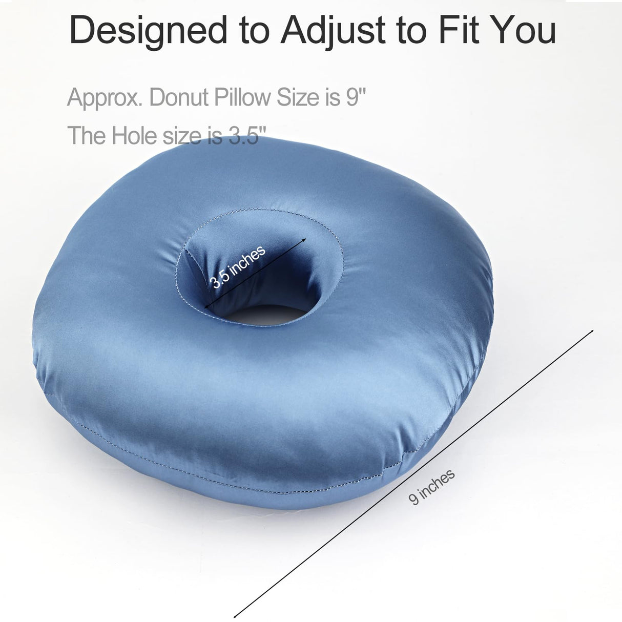 Heal n Hope Silky Satin Piercing Pillow Ear Pillows Donut with Hole for Ear Pain CNH Piercing Pain Relief Sleeping Pressure Sore Side Sleepers Smooth Cooling Ear Guard Protector, Haze Blue