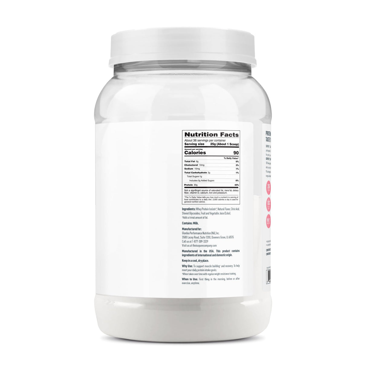 Isopure 100% Pure Whey Isolate Protein Powder Infusions, Lactose Free, Gluten Free, Naturally Flavored, Tropical Punch, 20g Protein Per Serving, 1.9 Lbs, 36 Servings