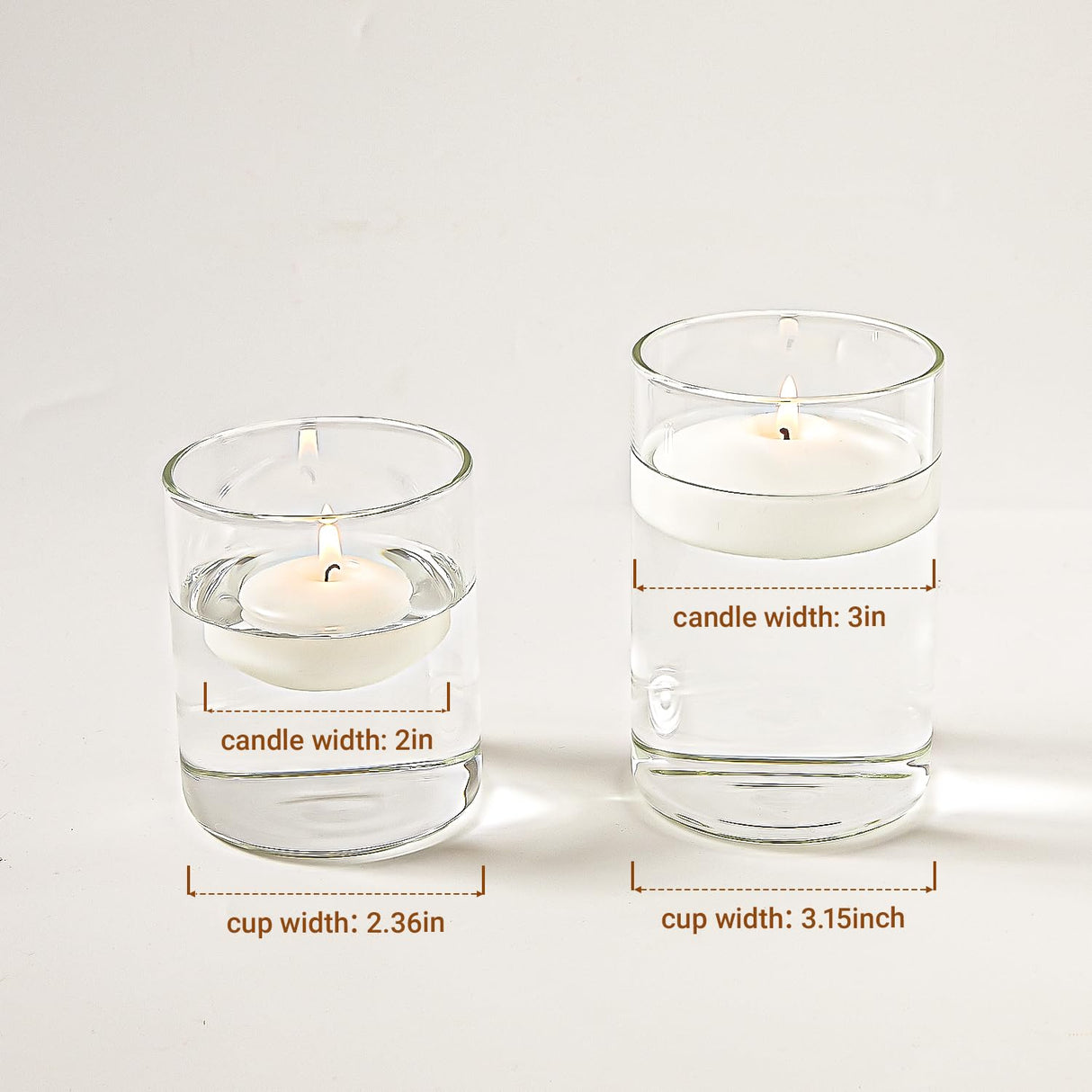 Ashlux White Floating Candles 2 inch, 48 Pack Floating Candles 5-6 Hours Long Burning, Unscented Floating Candle for Centerpieces, Wedding, Christmas Lights, Romantic Night for Her/Him Set