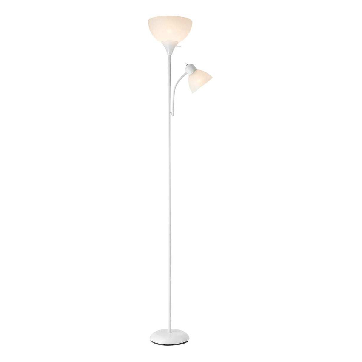 Globe Electric 67135 72" Floor Lamp with Adjustable Reading Light, Bright, Easy-to-Assemble Torchiere for Bedroom, Living Room & Office - Space-Saving Slim Design