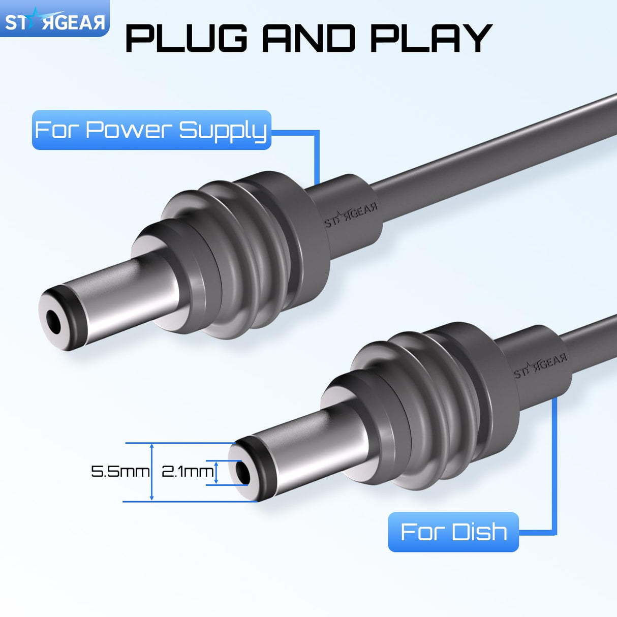 STARGEAR Starlink Mini Cable 6.5FT, 20AWG Replacement Starlink Mini DC Power Cable Starlink Mini Accessories, Starlink Power Cord Outdoor