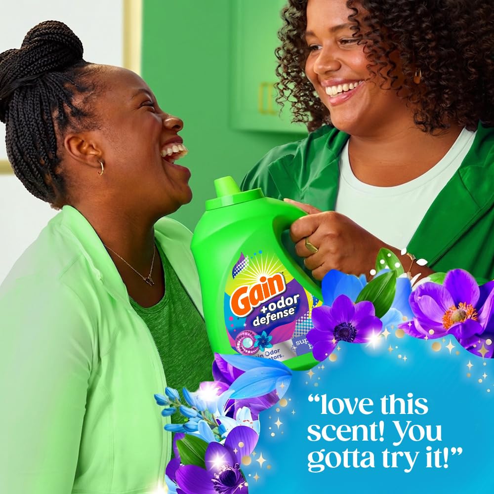 Gain Odor Defense Liquid Laundry Detergent, Super Fresh Blast Scent, 194 fl oz, 134 Loads, 2 in 1, Laundry Detergent Liquid Soap, HE Compatible