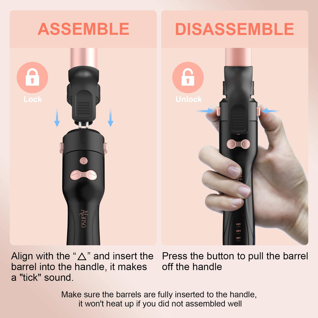 Automatic Rotating Curling Iron, 3 in 1 Thermal Brush Set 1-1 1/2 Inch, Auto Hair Curler with 3 Temps, 100 Million Ionic, Travel Dual Voltage Self Curling Wand for Beach Waves, Ceramic Coating