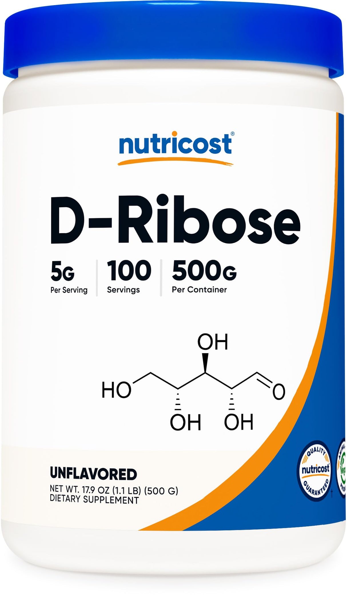 Nutricost D-Ribose Powder 500 Grams - 5000mg Per Serving, Non-GMO (500 Grams)