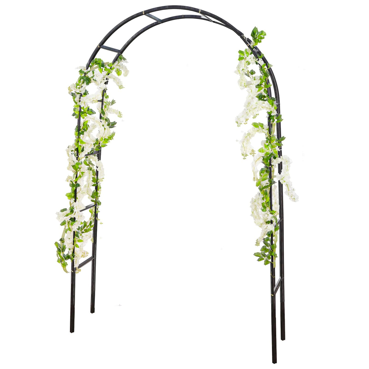 RUBFAC 94" Metal Garden Arch Trellis for Climbing Plants Outdoor, Garden Arbors and Arches, Wedding Arch Frame Archway for Balloons Pumpkin Vines Halloween Christmas Party Decoration, Black