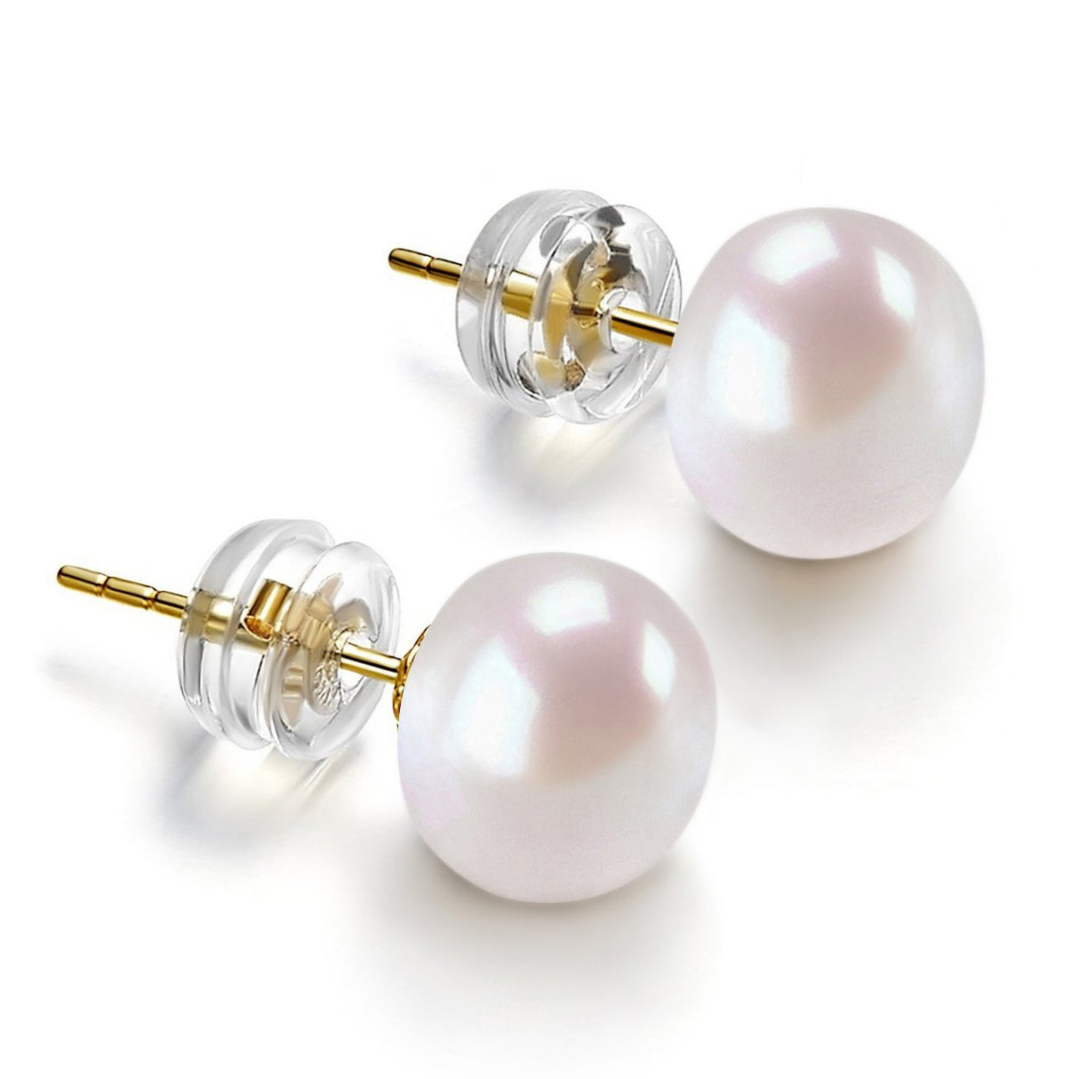 PAVOI Pearl Stud Earrings for Women, 14K Gold, Yellow Gold, Size 8, Pearl