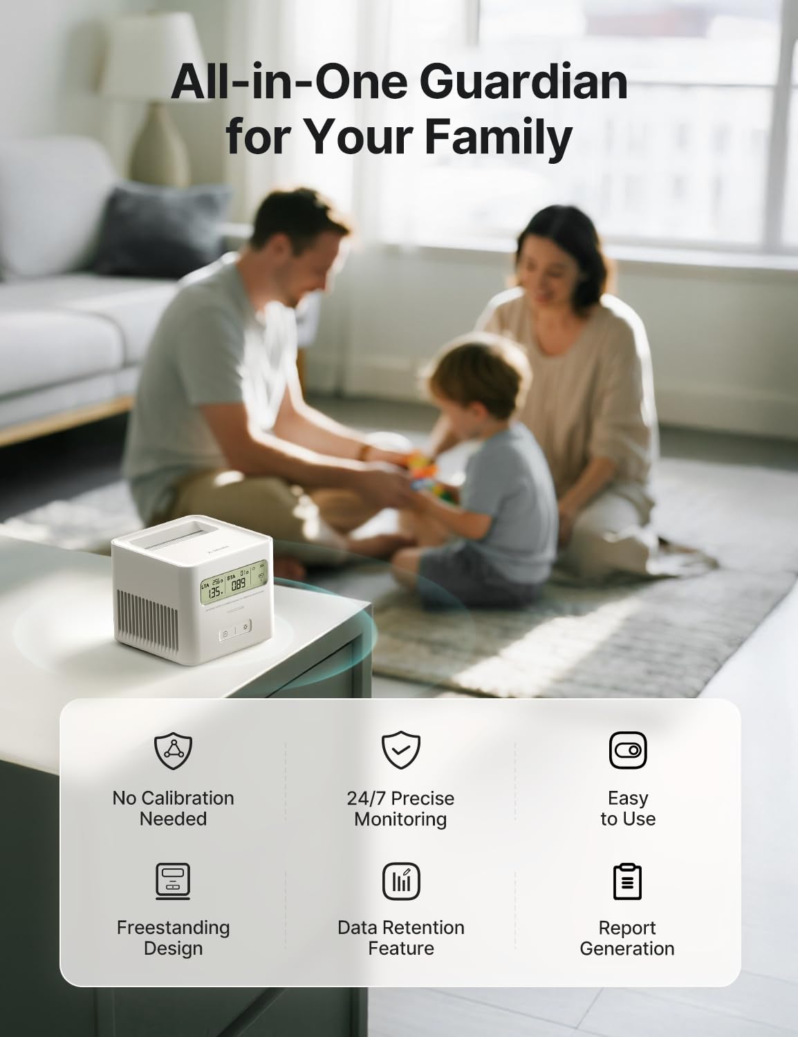 X-Sense Radon Detector for Basement, Zero Lab Fees, XR0A-SR, White