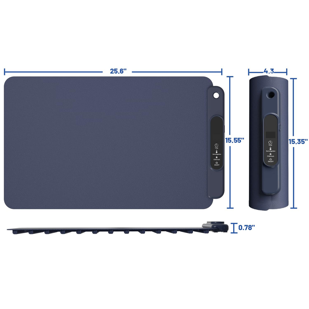 Food Warming Mat Electric Tray: YTLAD Silicone Heating Pad with 6 Level Adjustable Temperature and 5 Hours Timer & Family Lock, Foldable Food Warmers for Parties, Daily Use (Blue, 25.6" x 15.55")