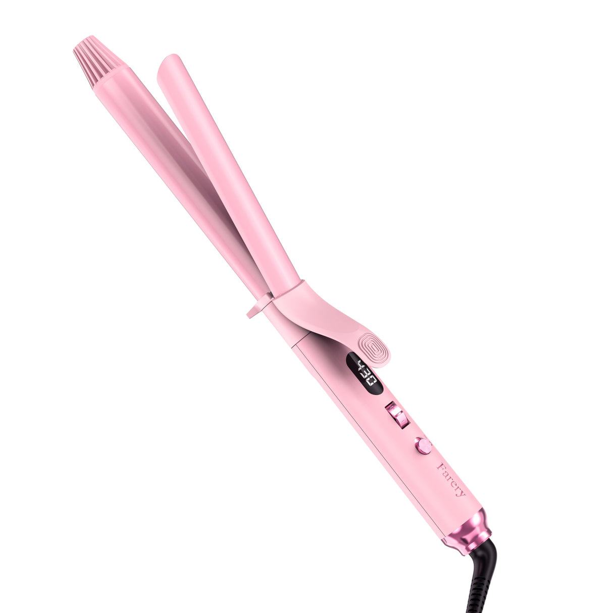 FARERY Long Barrel Curling Iron 1 Inch, Extra Long Curling Iron for Thin Hair, Infused Argan Oil & Keratin, 11 Adjustable Temp, Include Clips & Silicone Pad, Pink