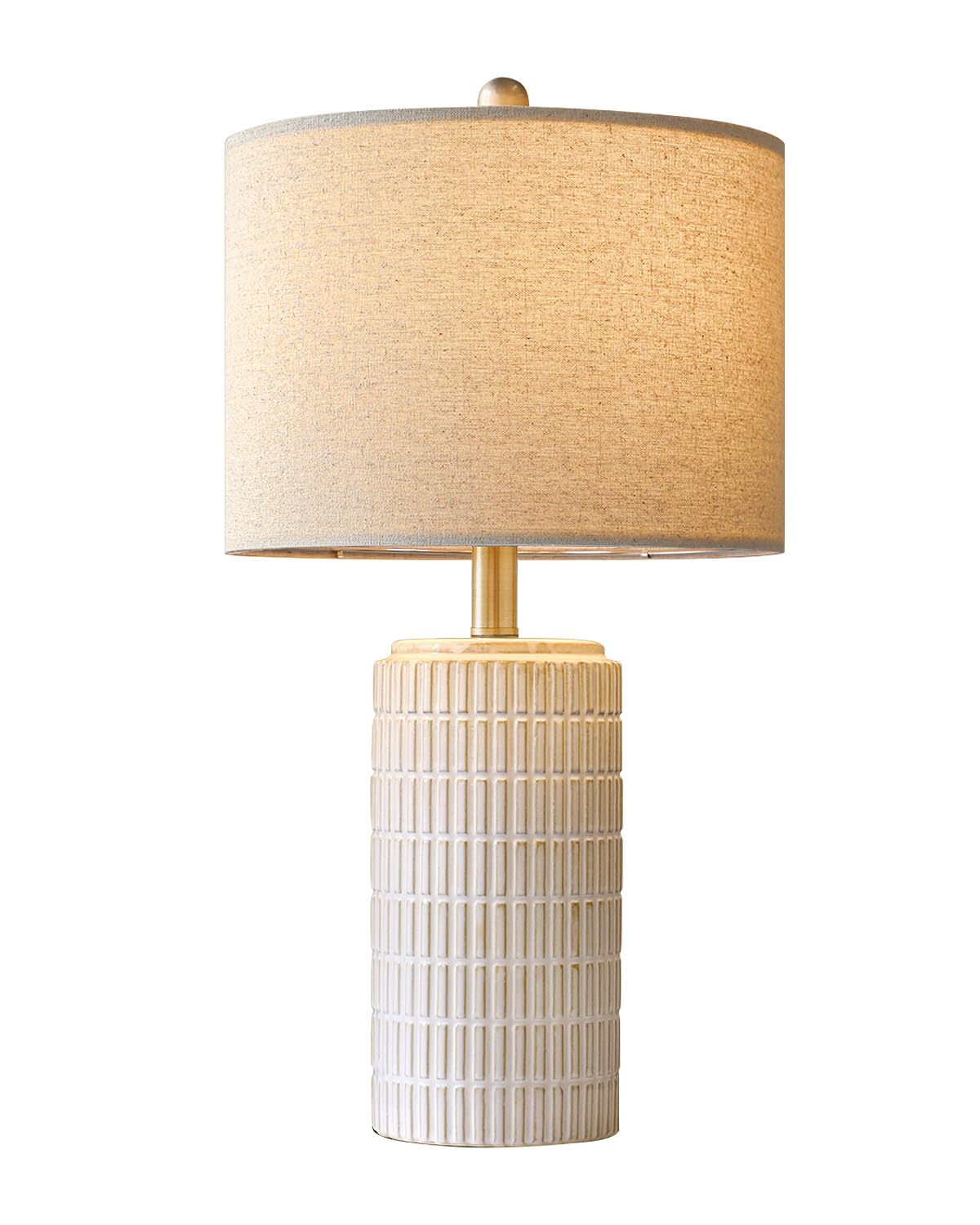 PoKat 23'' Bedside Table Lamp for Bedroom Nightstands, Birthday Gifts for Women Mom, House Warming Gifts New Home Decor, Ceramic Desk Lamp for Living Room, White Modern Bedroom Lamp