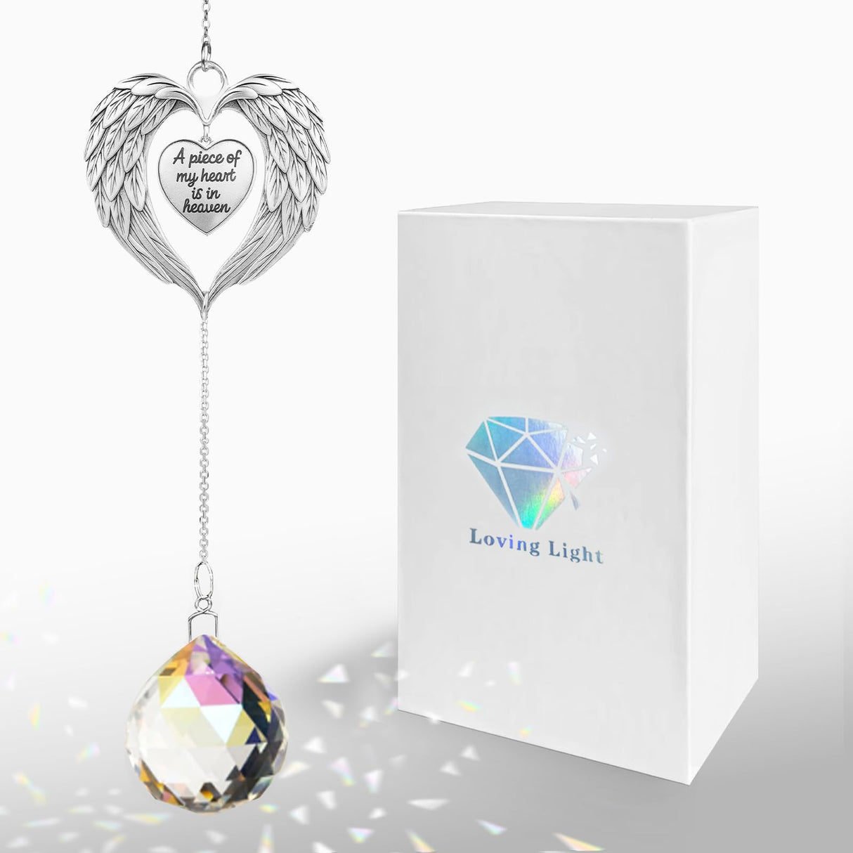 AurLova Memorial Sympathy Gifts for Loss of Loved One, in Memory of Loved One Gifts, Bereavement Remembrance Grief Gift for Loss of Mom Husband Son Daughter Dog, Christmas Memorial Suncatcher