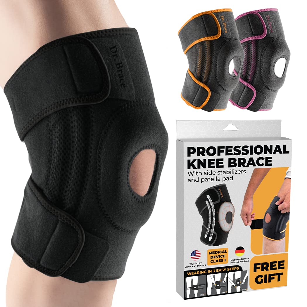 DR. BRACE ELITE Knee Brace with Side Stabilizers & Patella Gel Pads for Maximum Knee Pain Support and fast recovery for men and women-Please Check How To Size Video (Pluto, XX-Large)
