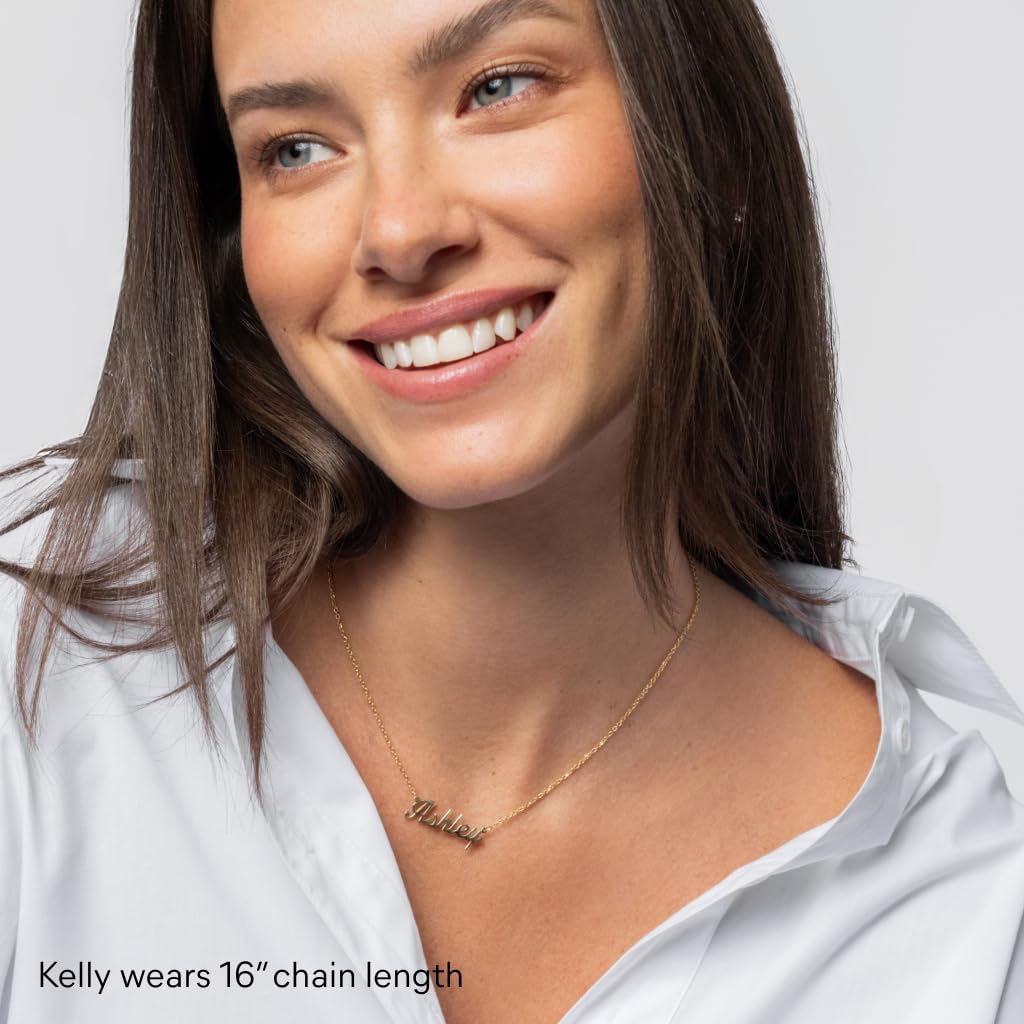 TSD Custom Dainty Name Necklace Personalized in Solid or Gold Plated or Sterling Silver by Jewlr, Customized Jewelry Necklace Gift for Women, Personalized with any Name or Word