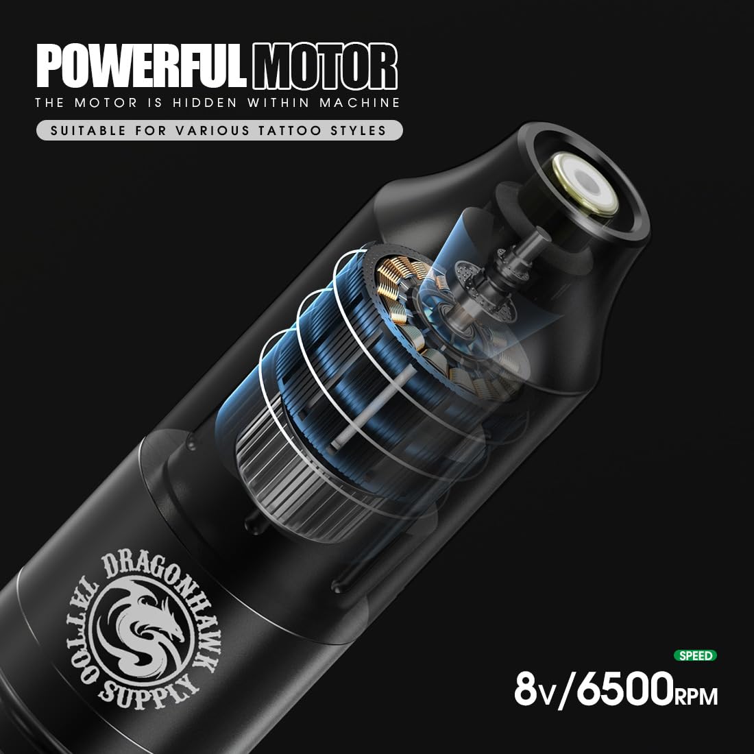 Dragonhawk Tattoo Gun Kit Wireless Tattoo Machine Beginner Tattoo Kit Complete Tattoo Pen Kit Pro Cartridges Tattoo Supplies W085D