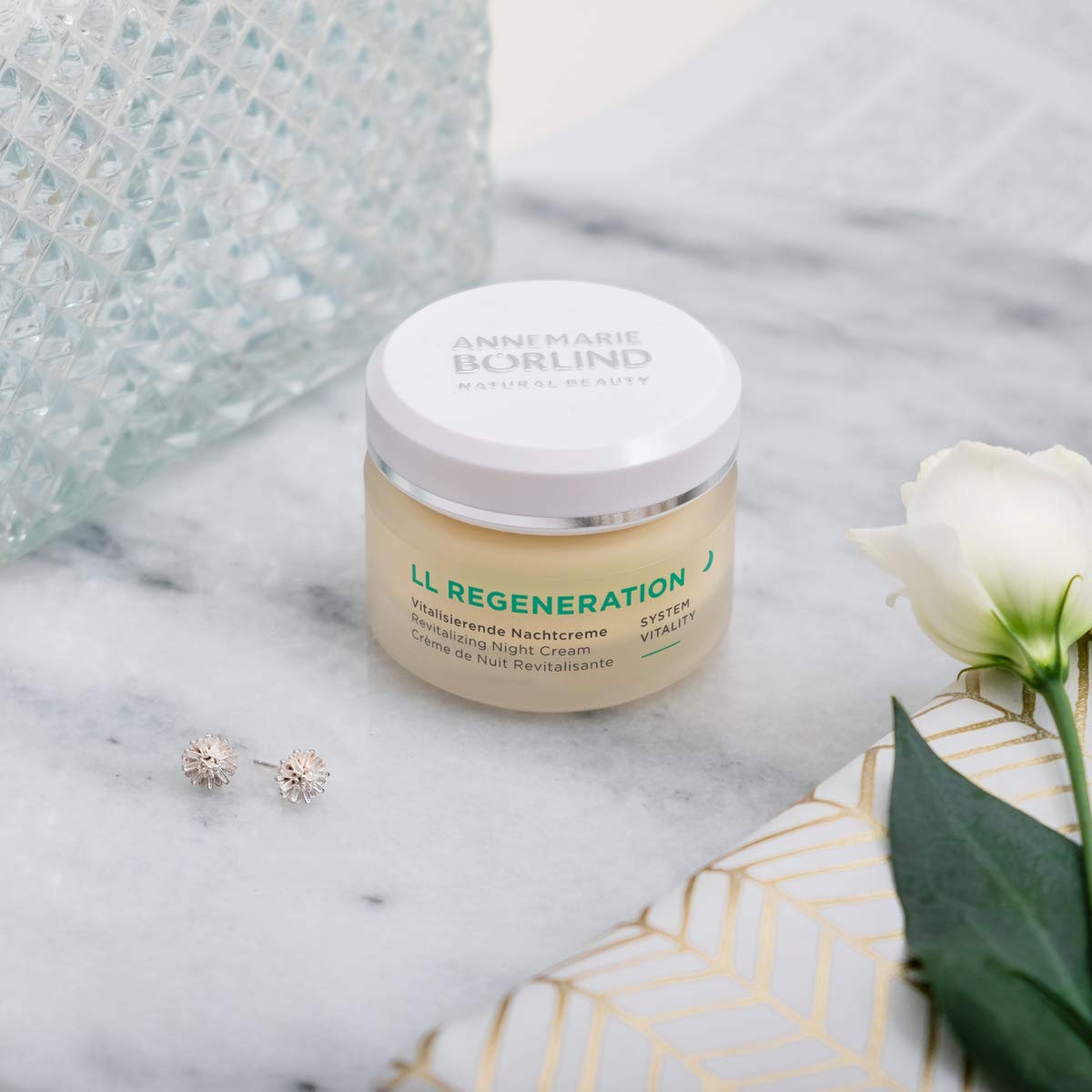 ANNEMARIE BÖRLIND - LL REGENERATION Revitalizing Night Cream - Natural Anti Aging Vitamin C, E and Retinoid Face Cream for Visibly Firmer and Wrinkle Free Skin - Step 4 of 5-1.69 Oz.