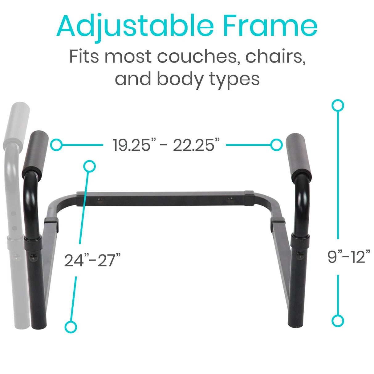 Vive Stand Assist - Mobility Standing Aid Rail for Couch, Chair - Assistance Handle for Patients, Elderly, Seniors and Disabled - Safety Grab Bar for Sitting, Sofa, Home - Adjustable, Portable Device