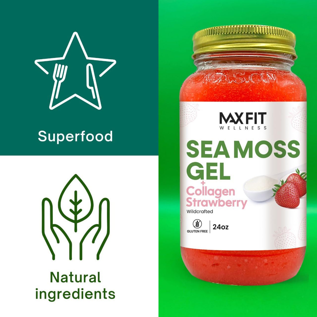 Sea Moss Gel Raw (24 Flavors) 24oz Wildсrafted Gold Sea Moss Gel from Saint Lucia | 92 Vitamins and Minerals | Pure Raw+Non-GMO