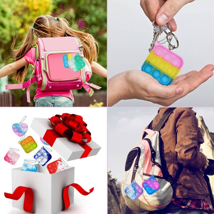 120 Pcs Mini Pop Bubble Fidget Toys, Silicone Keychain Small Pop Bulk for Party Favors, Classroom Prizes, Reliever Hand Toy Goodie Bag Stuffers Halloween Christmas Birthday Gifts for Kids Students