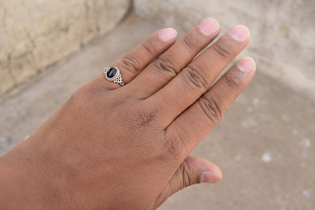Black Onyx Stone Ring 925 Sterling Silver Statement Ring For Women Handmade Gemstone Christmas Jewellery Size US 8 Gift For Her