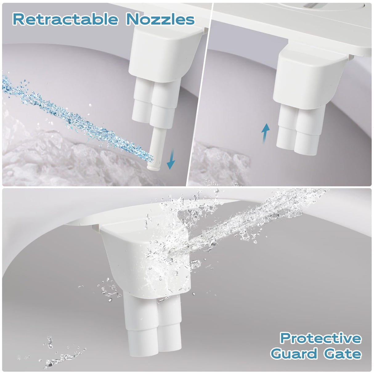 Shineforu Ultra-Slim Bidet Dual Mode Bidet Attachment for Toilet, Bidet Toilet Seat Attachment with Pressure Controls(Feminine/Posterior Wash),Easy to install Design Non-Electric Bidet