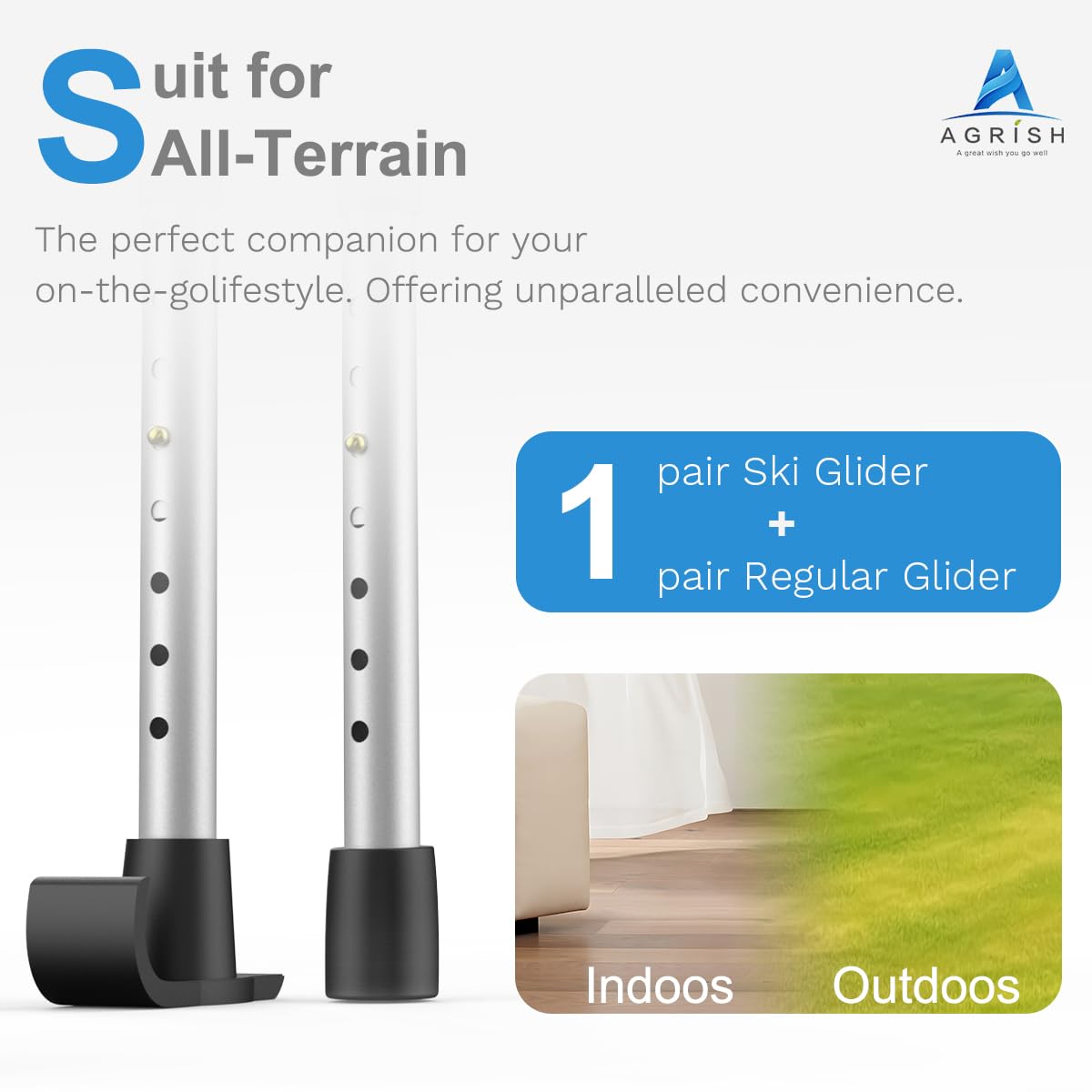 Agrish Narrow Walkers with Storage Bag - FSA/HSA Eligible Width Height Adjustable Walker, Lightweight Folding Walkers for Seniors Handicapped & Disabled, Up to 350 lbs