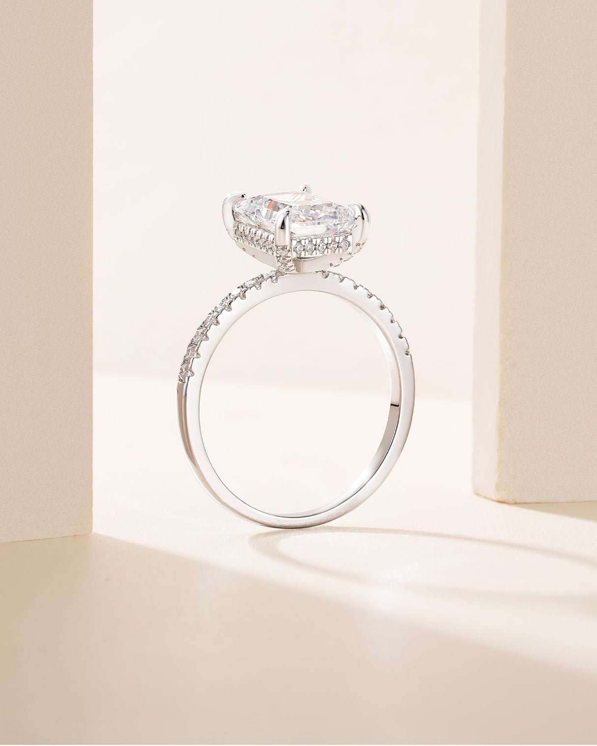 TIGRADE 3CT Engagement Ring for Women Emerald Cut Cubic Zirconia Wedding Band CZ Promise Wedding Ring Size 4-11, Silver, Size 7