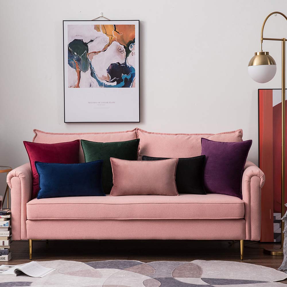 MIULEE Pack of 2 Christmas Decorative Velvet Throw Pillow Cover Soft Pillowcase Solid Square Eruo Sham Cushion Case for Winter Sofa Bedroom Car 24x24 Inch 60x60 Cm Army Green