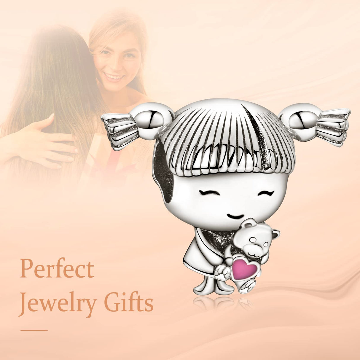 Annmors Baby Girl Bead Charm 925 Sterling Silver for Women Bracelet & Necklace Gifts for New Mom