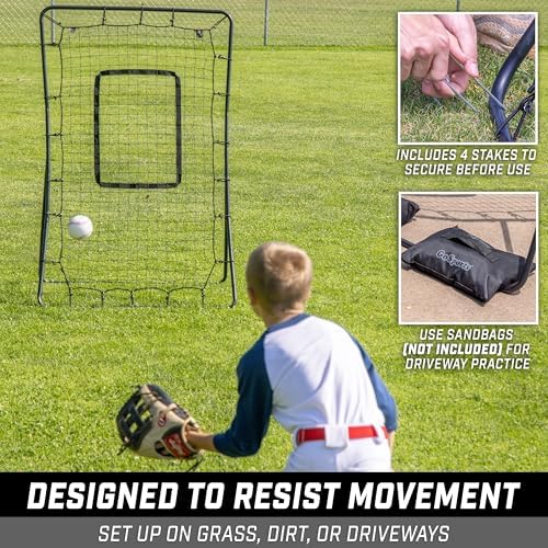 GoSports 5 x 3 ft Baseball & Softball Pitching and Fielding Rebounder - Pitch Back Net with Strike Zone