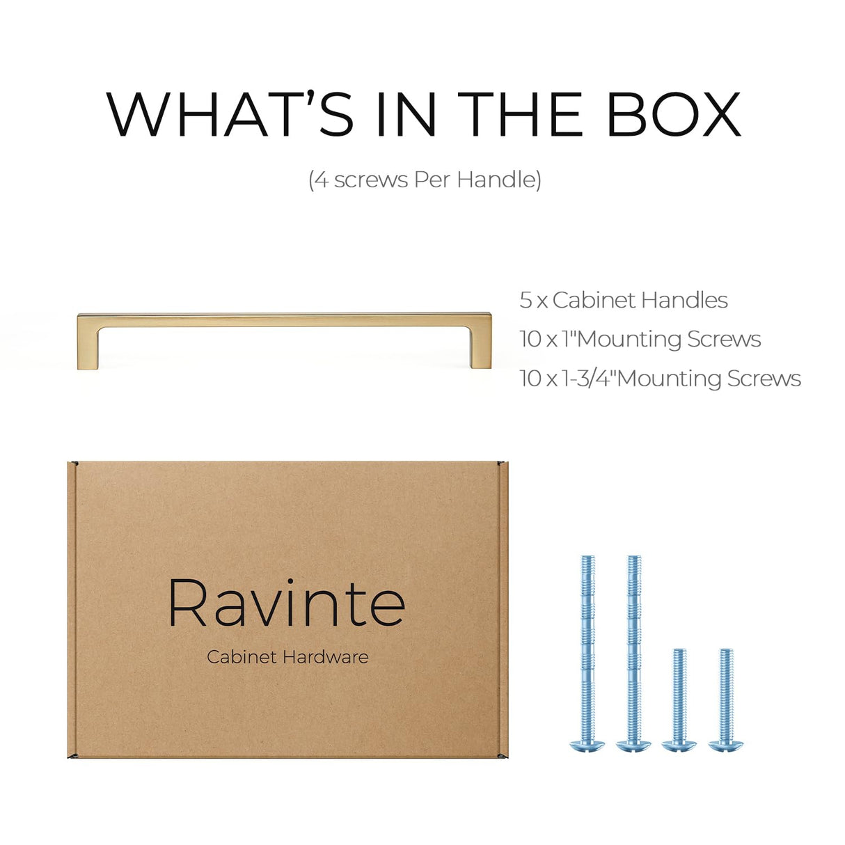 Ravinte 5 Pack Solid 7-1/2 Inch Square Cabinet Handles - Champagne Bronze Pulls for Drawers and Kitchen Cabinets - Hardware Handles