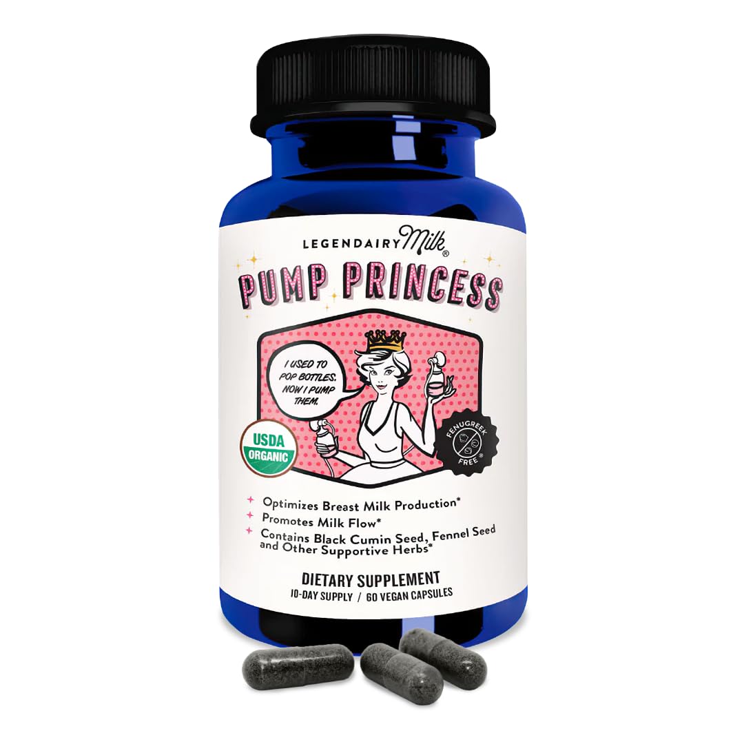 Legendairy Milk Pump Princess Lactation Supplement - Breastfeeding Supplements for Milk Supply Increase and Milkflow - Organic Black Cumin, Fennel and Dill Seeds, Fenugreek Free - 60 Capsules