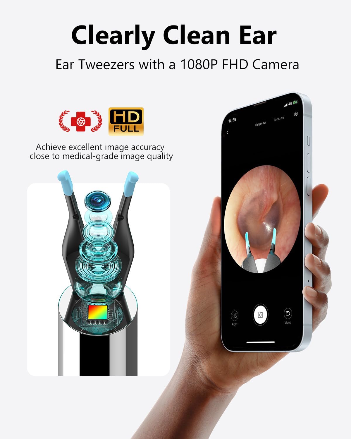 BEBIRD Note 5 Pro Ear Canal Cleaner: FHD Camera with Omnidirectional Tweezers, IoT-Enabled Otoscope Support Remote Videos, Magnetic On/Off Cap, Ear Hygiene StorageBase