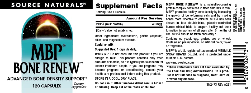 Source Naturals MBP Bone Renew - Milk Protein for Advanced Bone Density Support* - 120 Capsules