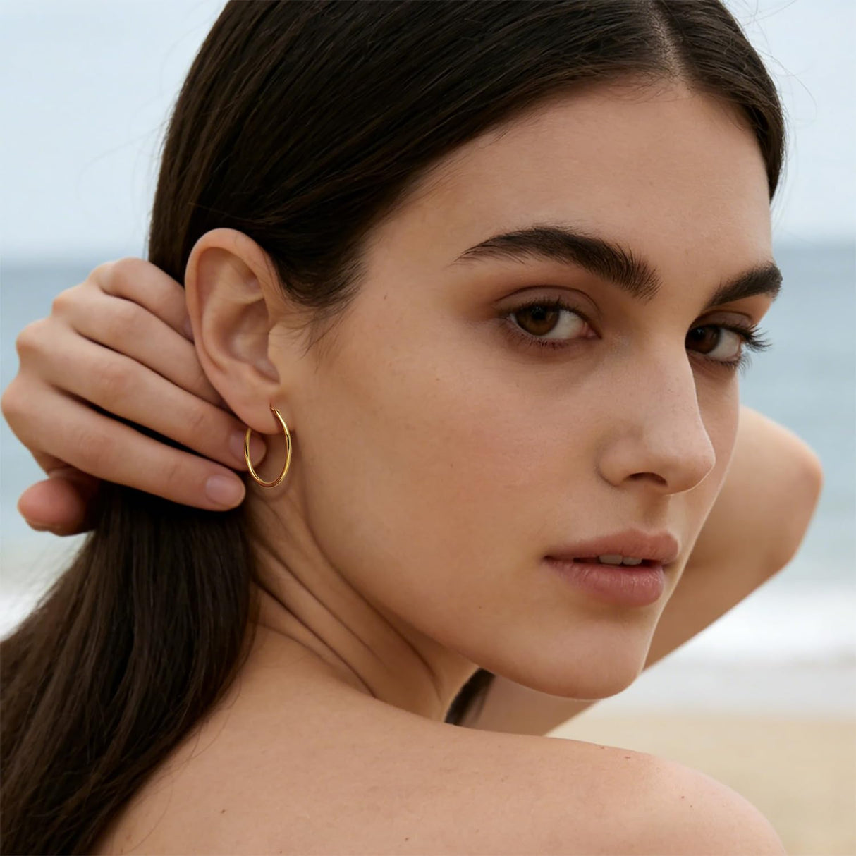 YAUVC 14K Gold Hoop Earrings for Women 14K Gold Earrings for Women 25mm