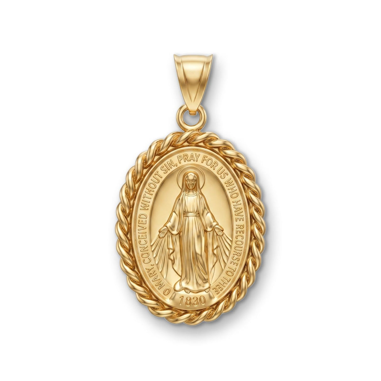 Cross+Crown Premium 14K Yellow Gold Virgin Mary Miraculous Medal for Women & Men, Durable Double-Bonded 14K Yellow Gold Virgin Mary Pendant for Necklace, Women & Mens Gold Virgin Mary Medal, Handcrafted Religious Jewelry in the USA
