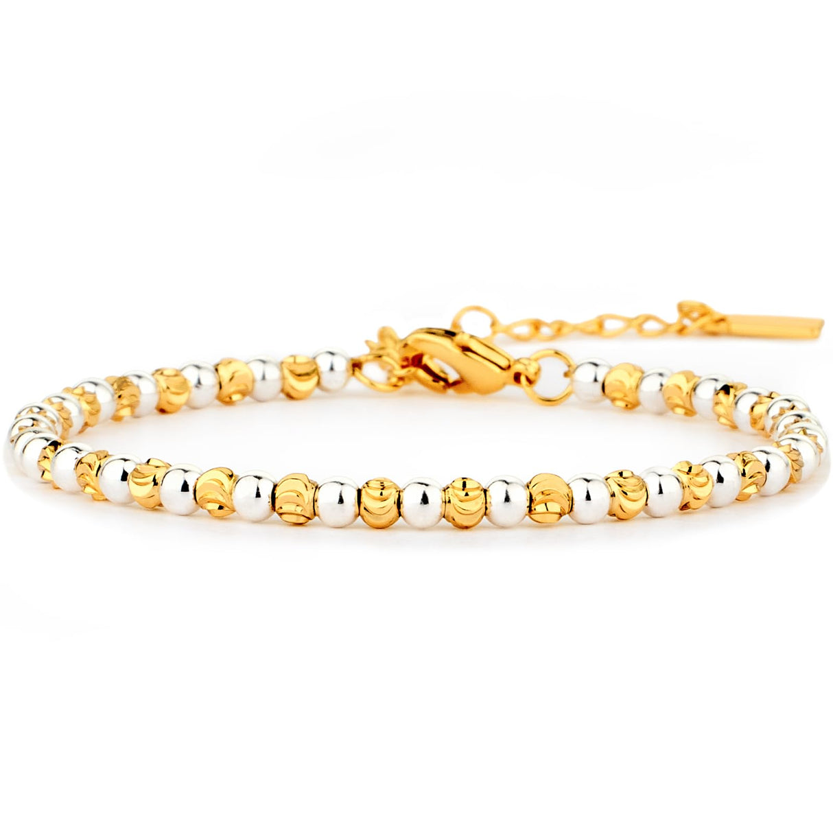 STORYJEWELLERY Two Tone Bracelet, Mixed Metal Bracelet, Two Tone Jewelry, Silver and Gold Plated Bracelets for Women, Beaded Bracelets Stack