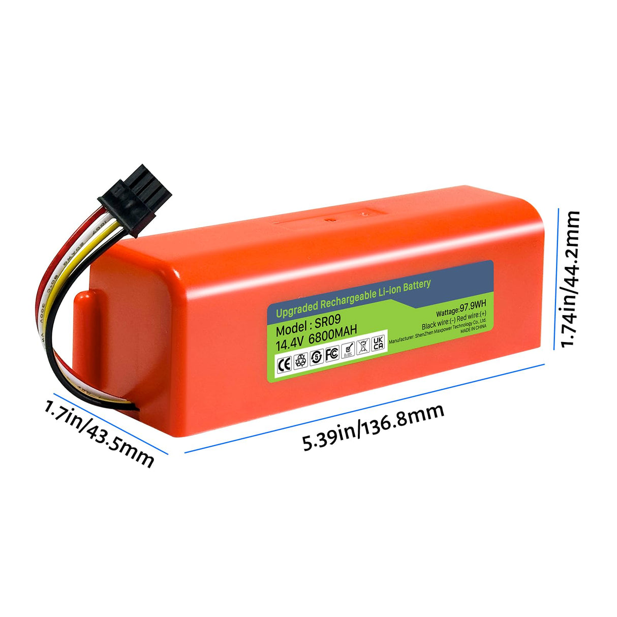 TQTHL Battery for Xiaomi Roborock S5, S5 Max, S50, S6, S6 MaxV, S7, Q7 Max V Ultra Pure, Q5 Q5 Max Q5 Pro, Brr-2p4s-5200s, Mijia 1st and 2nd Generation Robot Hoover(Not for Roborock Qrevo )